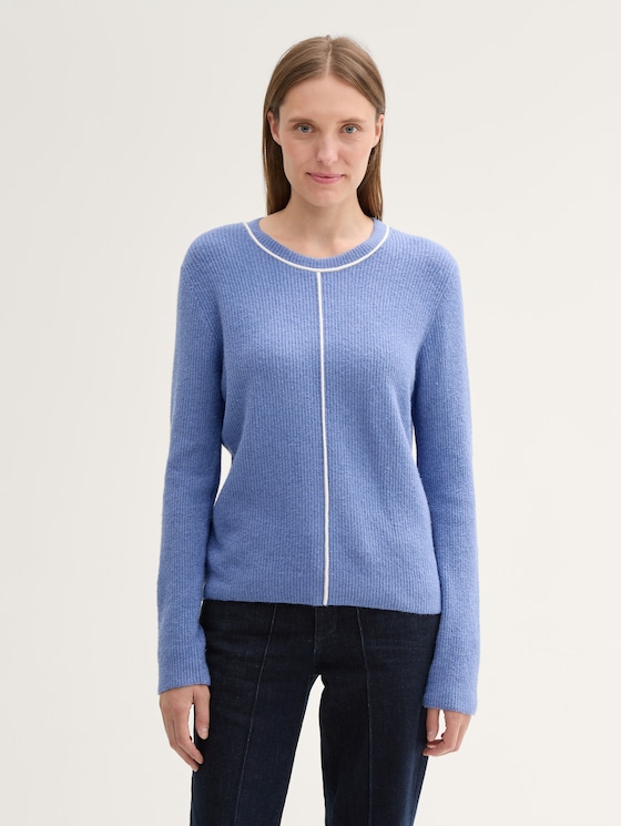 Strickpullover mit Ziernaht von Women, colony blue melange