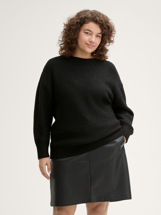 Plus Size - Strickpullover mit Pailletten von Women Plus Size, deep black