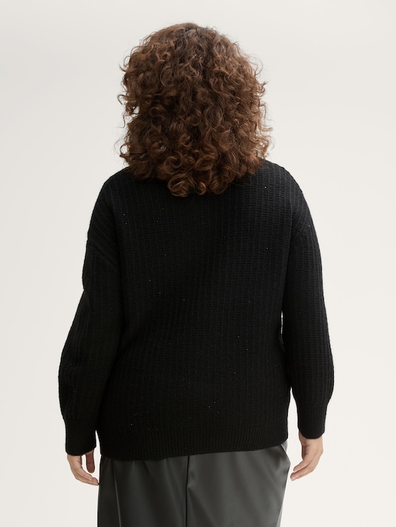 Plus Size - Strickpullover mit Pailletten von Women Plus Size, deep black