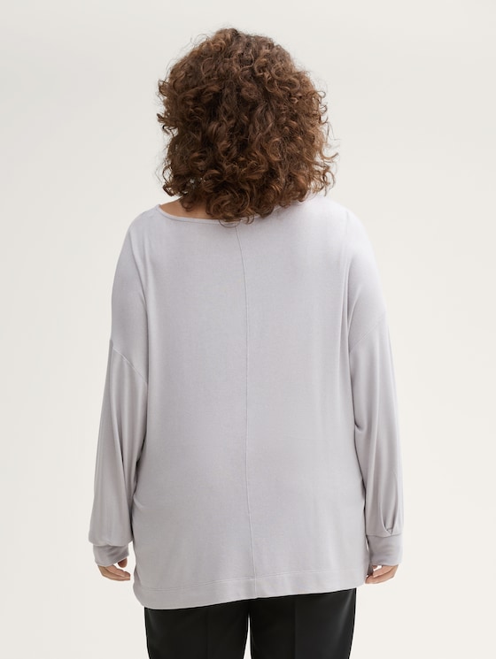 Plus - Loose jumper with shiny pattern by Women Plus Size, Morning Grey