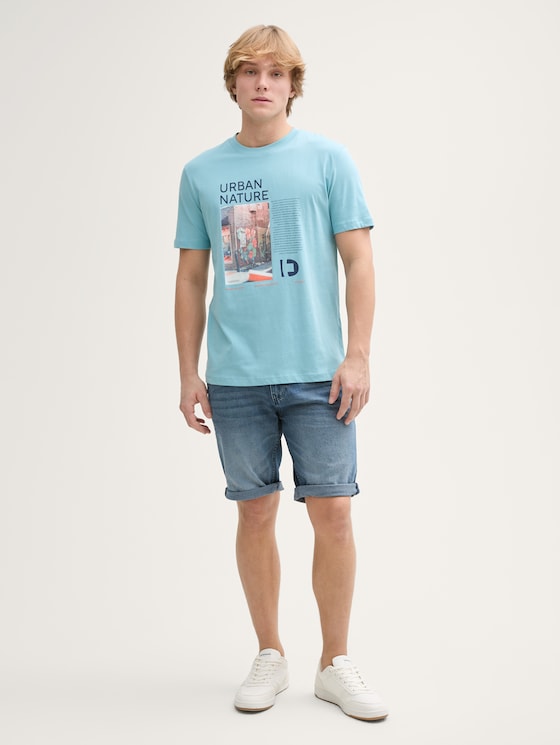 TTPIERS SLIM Jeans Shorts mit Stretch von Denim Male, mid stone blue grey denim