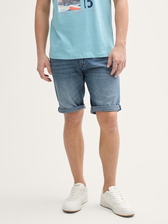 TTPIERS slim jeans shorts met stretch door Denim Male, mid stone blue grey denim