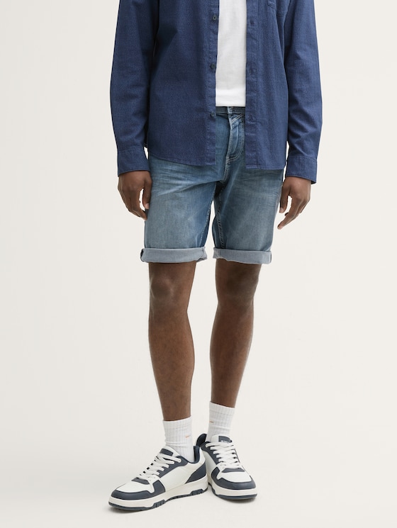 TTPIERS SLIM Jeans Shorts mit Stretch von Denim Male, dark stone blue grey denim