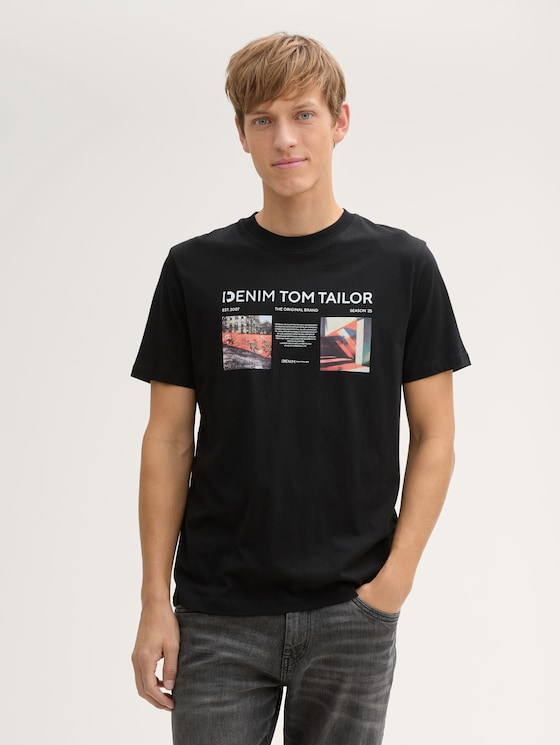 T-Shirt mit Foto-Print von Denim Male, Black