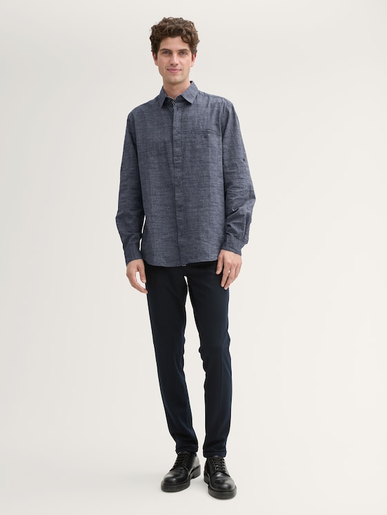 Regular fit overhemd met omslagfunctie door Men, navy white fil a fil dobby