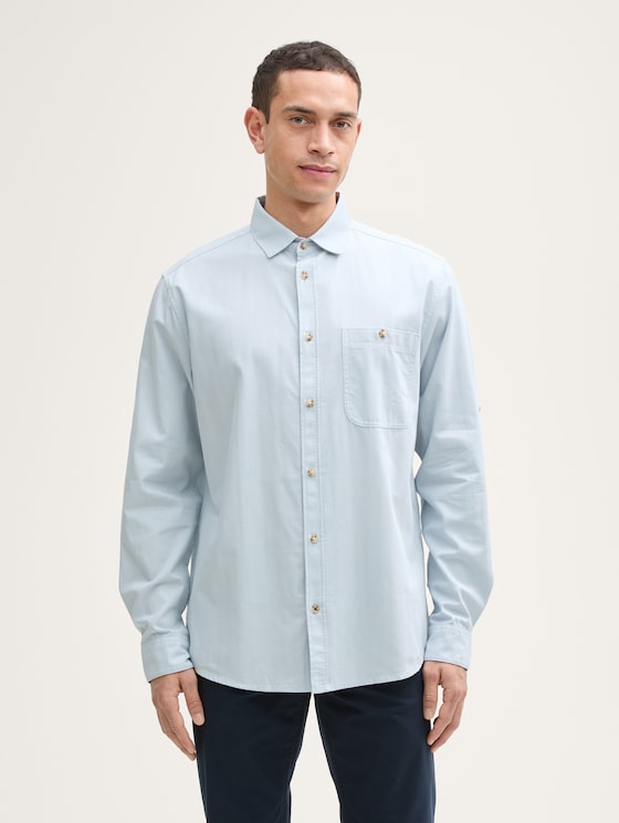 Regular Fit Hemd mit verstellbarer Ärmellänge von Men, light blue straight structure