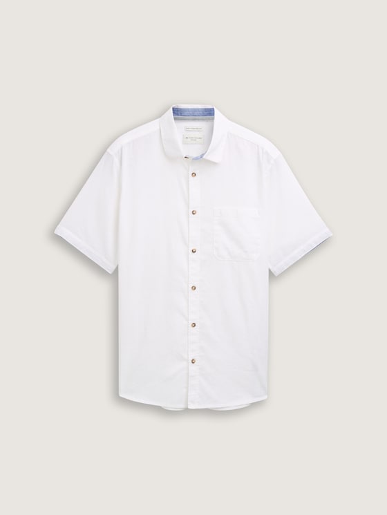 Regular fit short sleeve shirt with linen content by Tom Tailor