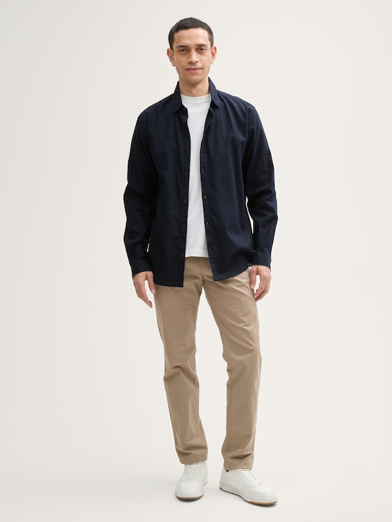 Regular fit overhemd met linnen inhoud door Men, sky captain blue