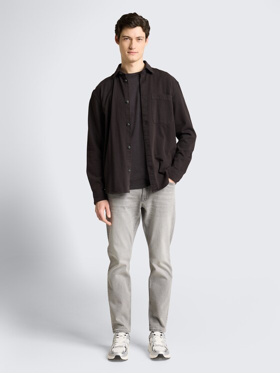 Relaxed fit shirt with breast pocket by Denim Male, coal grey