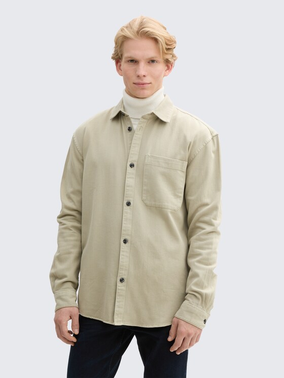 Relaxed Fit Hemd mit Brusttasche von Denim Male, beige abbey stone