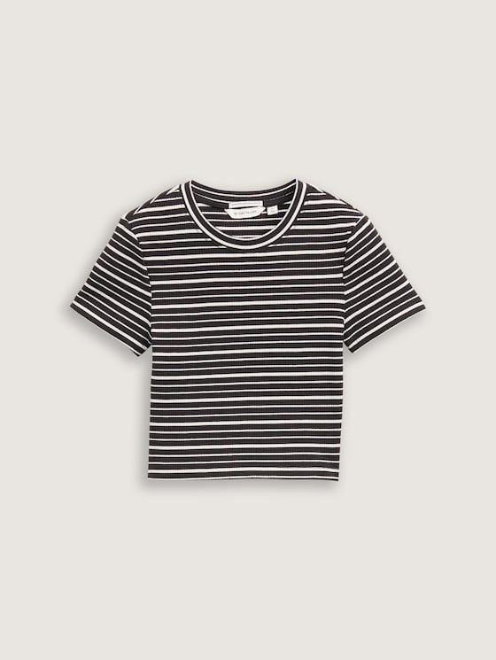 Geribd T-shirt met streeppatroon door Teen Girls, black based irregular stripe