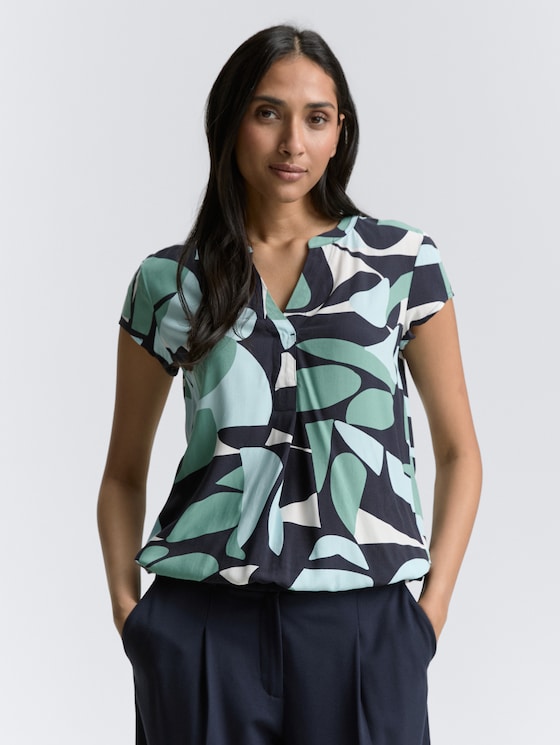 Blouse with pattern by Women, green dots and shapes design