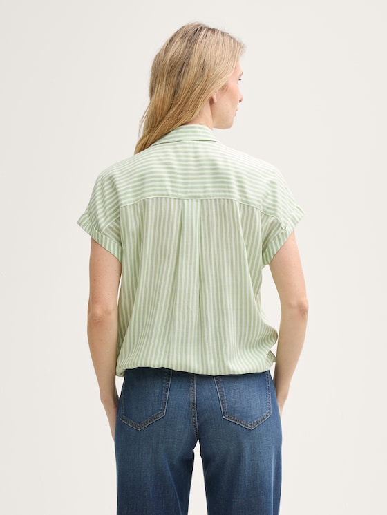 Loose Fit Bluse mit Streifenmuster von Women, true green white thin stripe