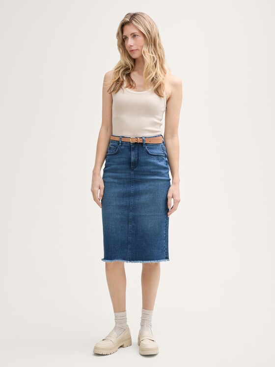【送料&関税込】Burberry Japanese Front-slit Denim Midi Skir Midi denim skirt with slit by Tom Tailor