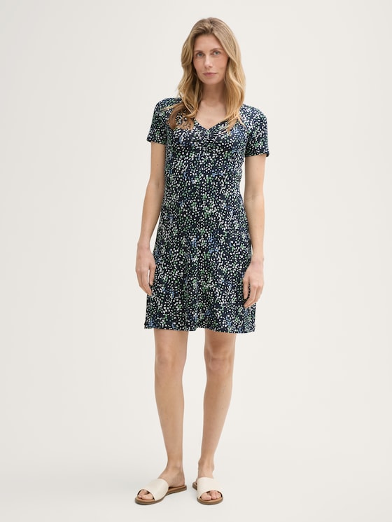 jurk met ruches door Women, multicolor navy dot structure