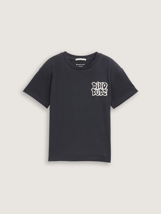 Oversized T-shirt met print door Mini Boys, coal grey
