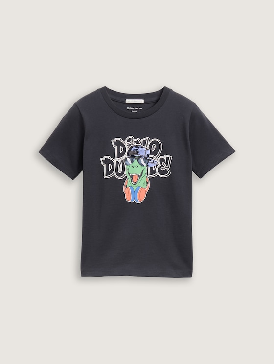 T-shirt met omkeerbare pailletten door Mini Boys, coal grey
