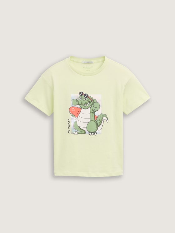 Oversized T-shirt met print door Mini Boys, lime cream green
