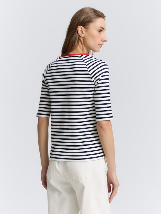 T-Shirt mit Streifenmuster von Denim Female, navy white stripe