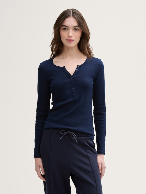 Slim Fit Henley Langarmshirt von Denim Female, sky captain blue