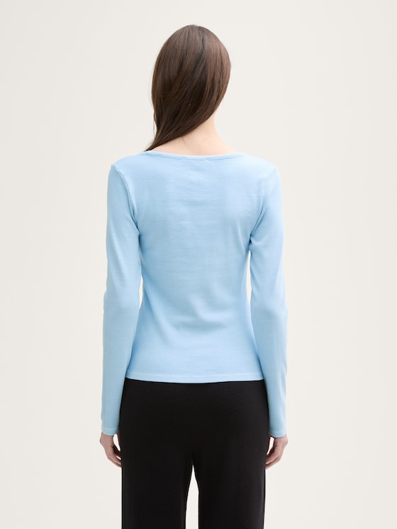 Shirt met lange mouwen en decoratieve knoopsluiting door Denim Female, dusty sky blue