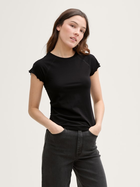 Slim fit raglan T-shirt by Denim Female, deep black