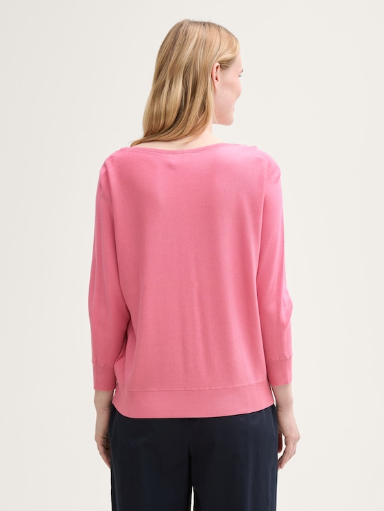 Knitted jumper with boat neck by Women, Bright Rose