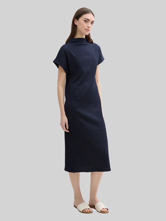 Midi-Kleid mit Stehkragen in blau von Tom Tailor