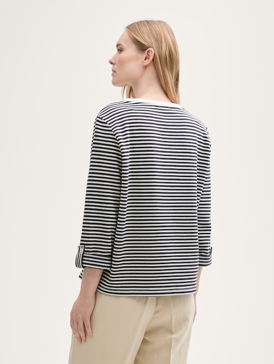 Loose Fit Sweatshirt mit Streifenmuster von Women, offwhite navy regular stripe