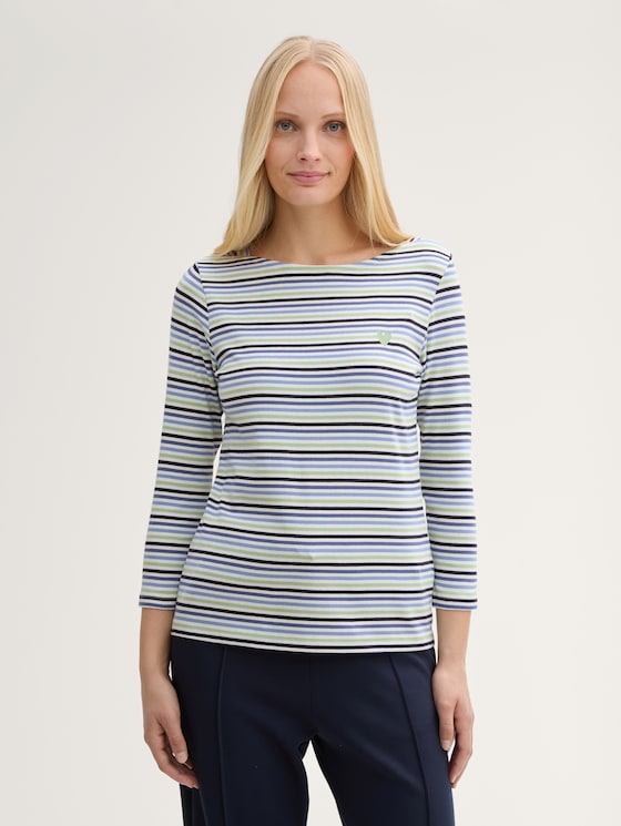 T-shirt à manches longues à rayures par Women, blue green regular stripe