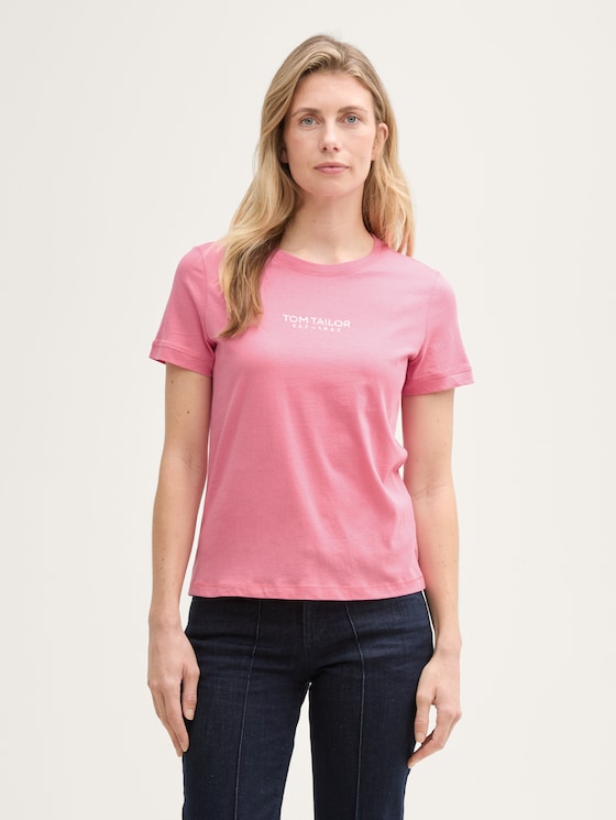 T-shirt with logo embroidery by Women, Bright Rose