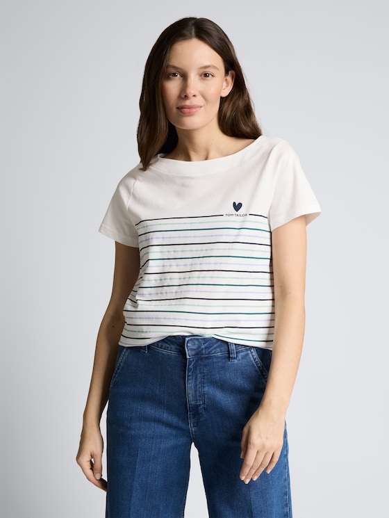 T-shirt à rayures par Women, Dove White