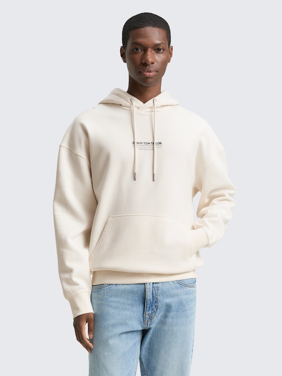 Relaxed Hoodie Sweatshirt mit Logo-Print von Denim Male, Gardenia White
