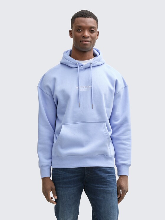 Relaxed Hoodie Sweatshirt mit Logo-Print von Denim Male, Brunnera Blue