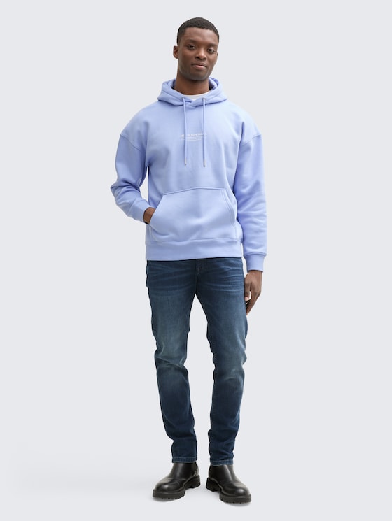 Relaxed Hoodie Sweatshirt mit Logo-Print von Denim Male, Brunnera Blue