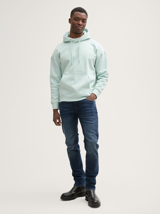 Relaxed hoodie sweatshirt with logo print by Denim Male, sea foam