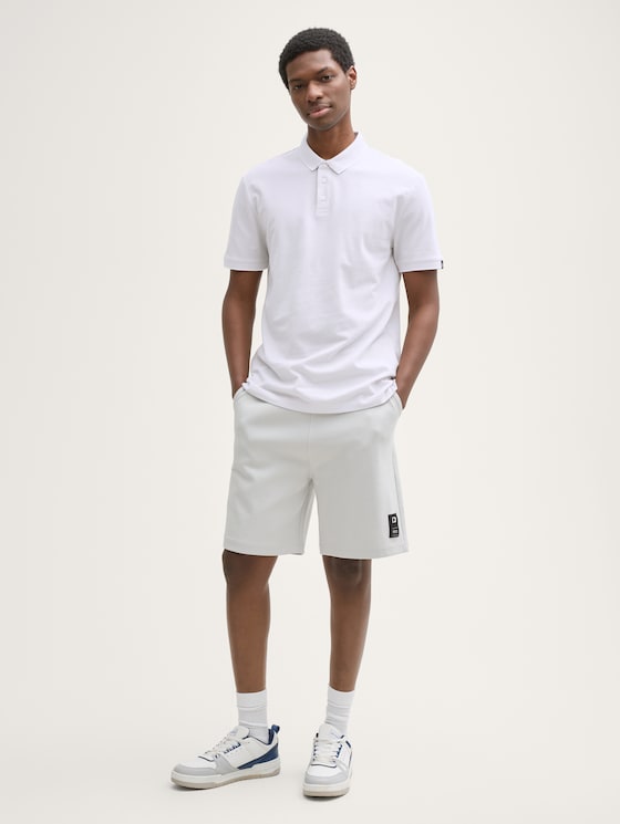 Polo piqué en coton par Denim Male, chalk grey white two tone
