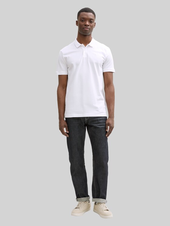 Cotton piqué polo shirt in white by Tom Tailor