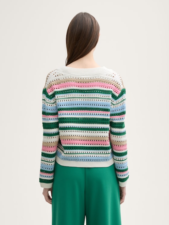 Relaxed fit knitted jumper by Denim Female, multicolor stripe
