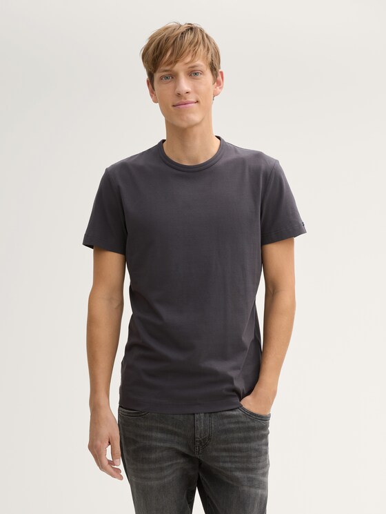 Slim fit T-shirt with stretch by Men, Tarmac Grey
