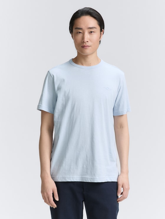 Basic T-Shirt aus Baumwolle von Men, Light Metal Blue