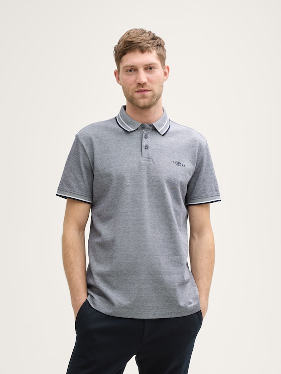 Piqué polo met stretch door Men, navy white two tone pique