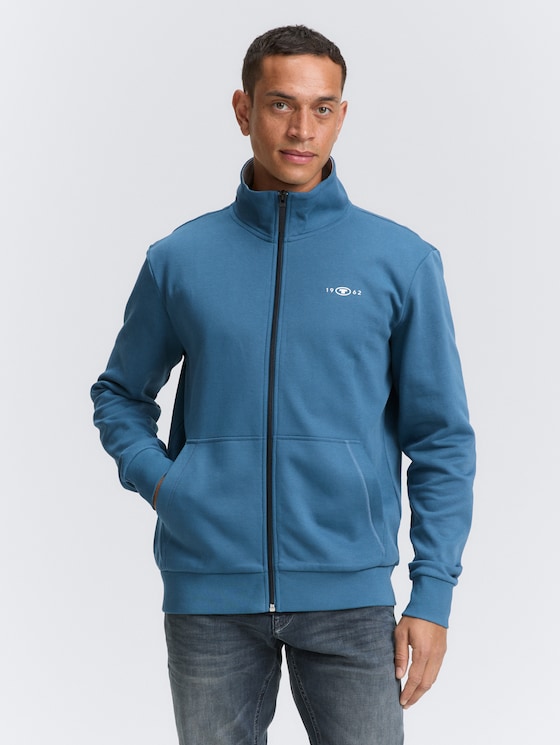 Sweatjacke mit Stehkragen von Men, real teal blue