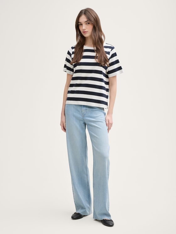 Wide Leg Jeans mit Stretch-Anteil von Denim Female, Clean Light Stone Blue Denim