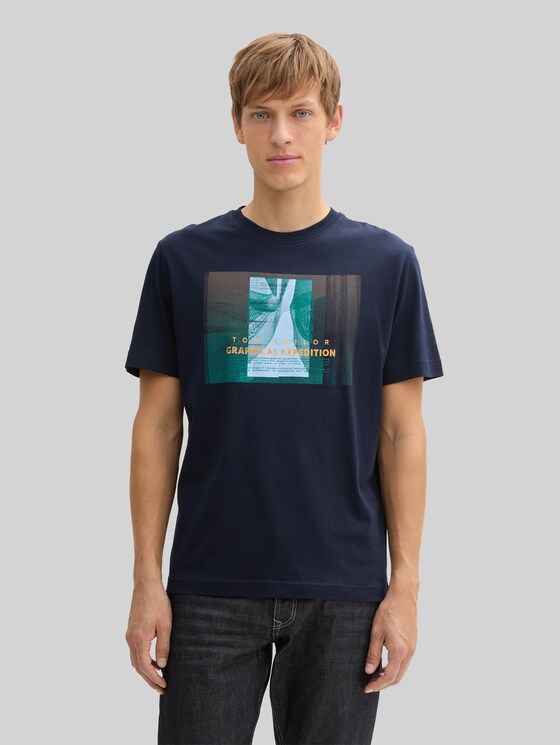 TOM TAILOR Herren T-Shirt Mit Print – Baumwolle, Regular Fit, Kurzarm, Nachhaltig (BE PART)