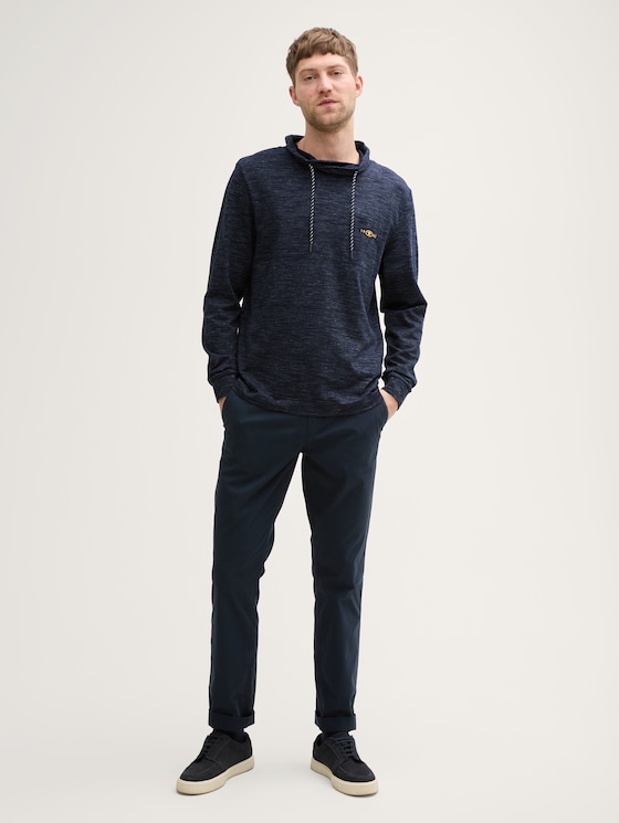 T-shirt à manches longues Snood avec poche poitrine par Men, sky captain blue stripy inject