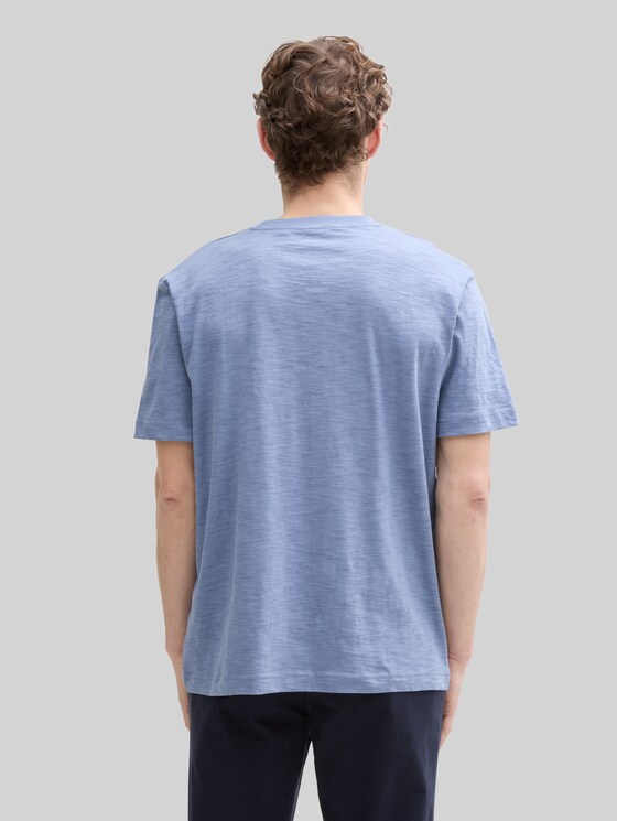 TOM TAILOR Herren T-Shirt Mit Brusttasche – Fein Gemustertes Regular Fit Shirt Aus Baumwolljersey