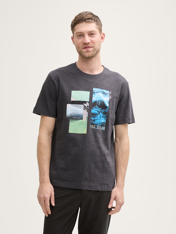 T-Shirt mit Foto-Print von Men, Tarmac Grey