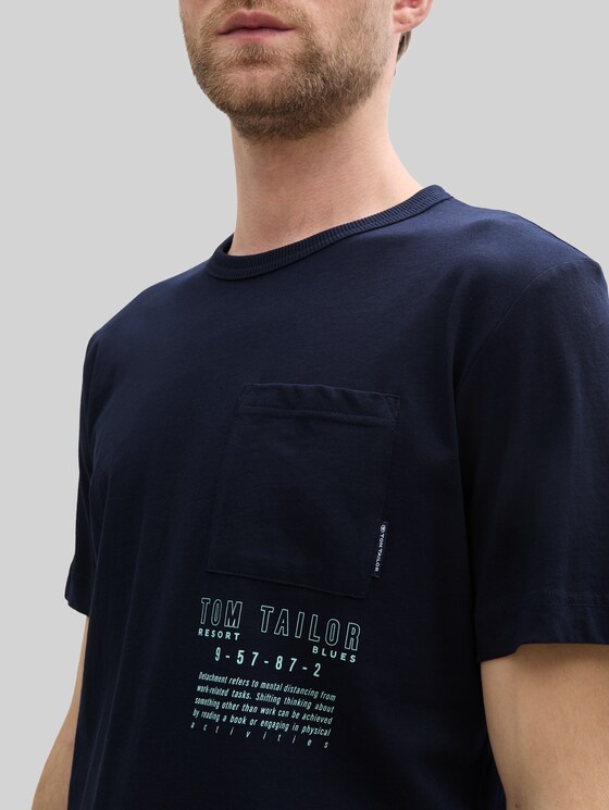 TOM TAILOR Herren T-Shirt Mit Brusttasche - Regular Fit, Weicher Jersey, Nachhaltige Option