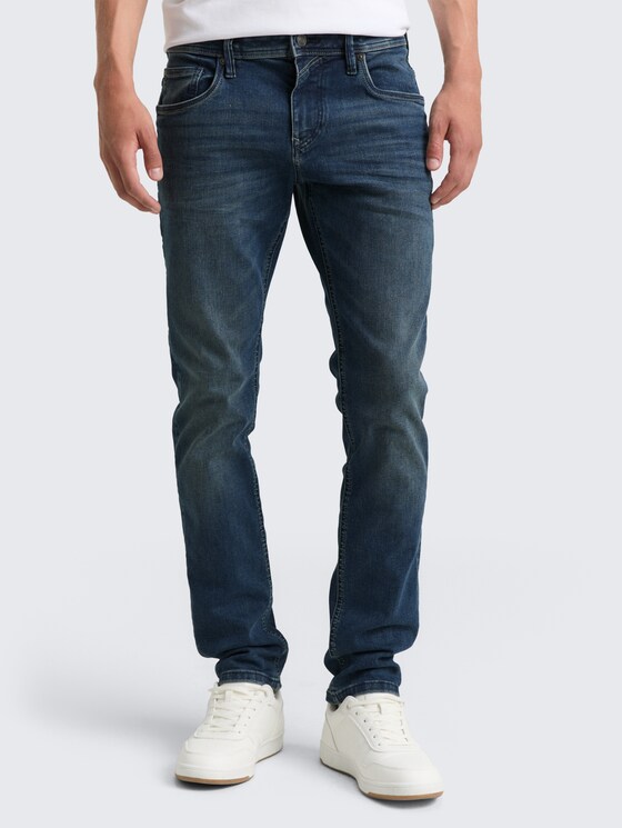 TTAEDAN STRAIGHT jeans with stretch by Denim Male, dark stone blue black denim